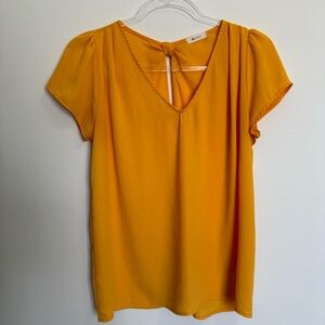 Everly by Anthropology Canary Yellow Bow Back Blouse
